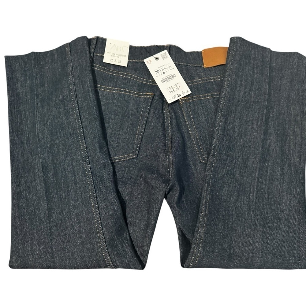 ZARA ZW Collection High Rise Bootcut Cropped Jeans β Size 6 NWT - Picture 5 of 5